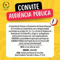 Convite para Audiência Pública do Projeto de Lei 014/2024 (LDO 2025), do Executivo Municipal.